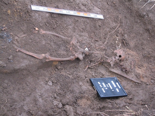 Human remains with the helmet.